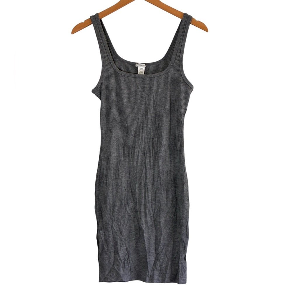 Bozzolo | LIKE NEW gray stretch rib knit sleeveless tank bodycon midi dress